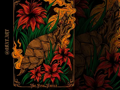 the pink turtle art artist artwork branding design digital art drawing flower illustration illustration art illustrations natural ornament turtle turtles