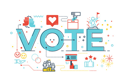 Vote Word Illustration concept election icon lettering line vector illustration vote