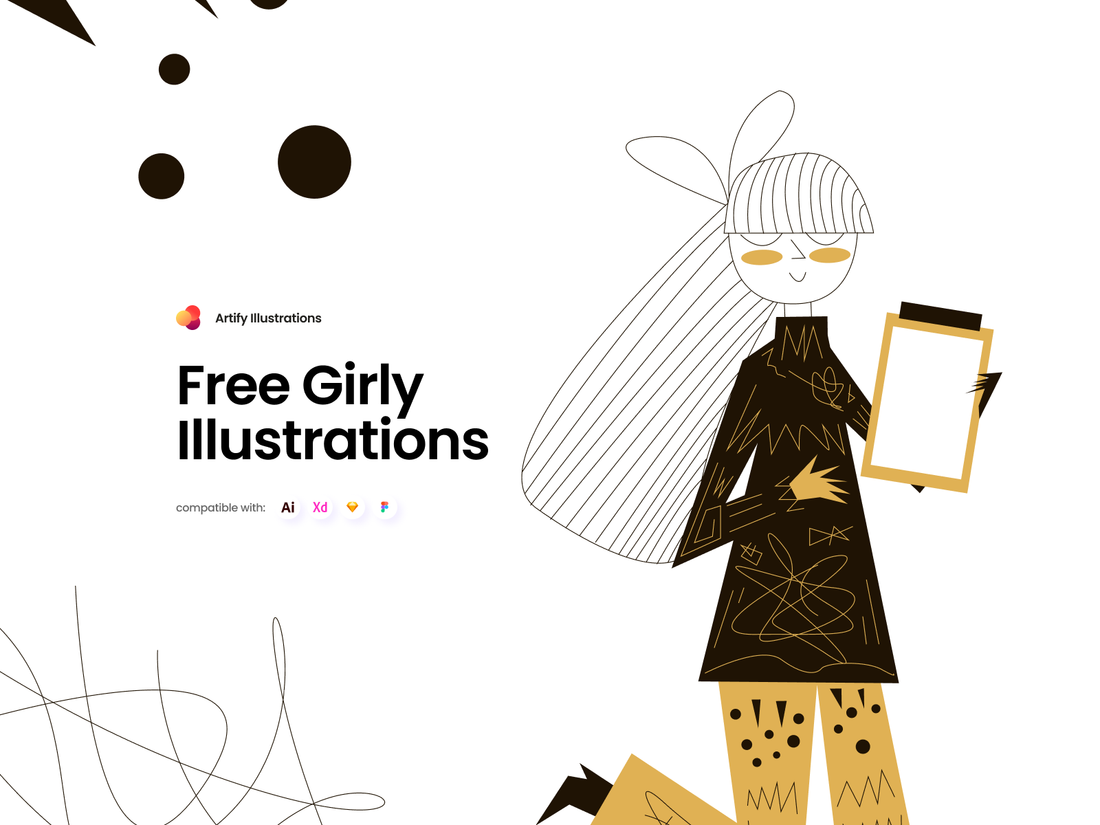 Free Girly Illustrations adobe illustrator artwork character design digital illustration download free freebie illustrations vector women