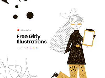 Free Girly Illustrations adobe illustrator artwork character design digital illustration download free freebie illustrations vector women