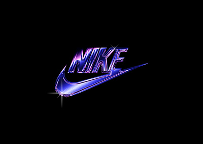 Nike Chrome Type Logo chrome illustraion logo neon photoshop redesign