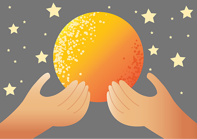 hands moon design flat illustration vector