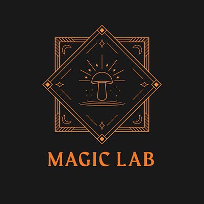 magic lab ai black branding design gold illustration inspiration lab logo magic mushroom