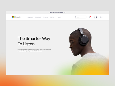 surface headphones webpage concept colorful microsoft minimal ui design web design