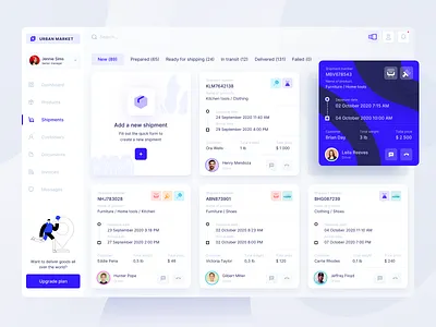Goods Delivery Service admin cards courier dashboad delivery products routes shipment shipping uber users web web design webdesign website