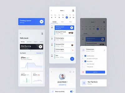 Fitness Tracking App activity analytic app calendar chart fitness gym list mobile profile schedule sport statistics tabs task todo tracker ui ux workout