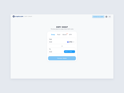 Crypto.com | DeFi Swap blockchain crypto cryptocurrency defi ethereum financial fintech interface swap ui ux website
