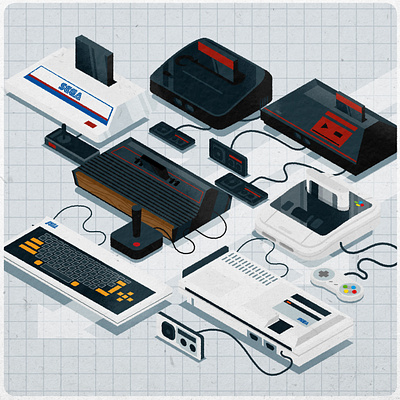 Old School console cool console game gaming illustration illustrator master minimalist nintendo sega system texture vector