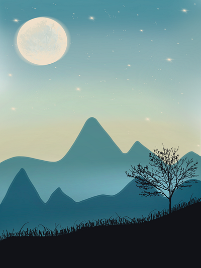 Procreate - Mountain at dusk dusk illustration mountain procreate procreate app