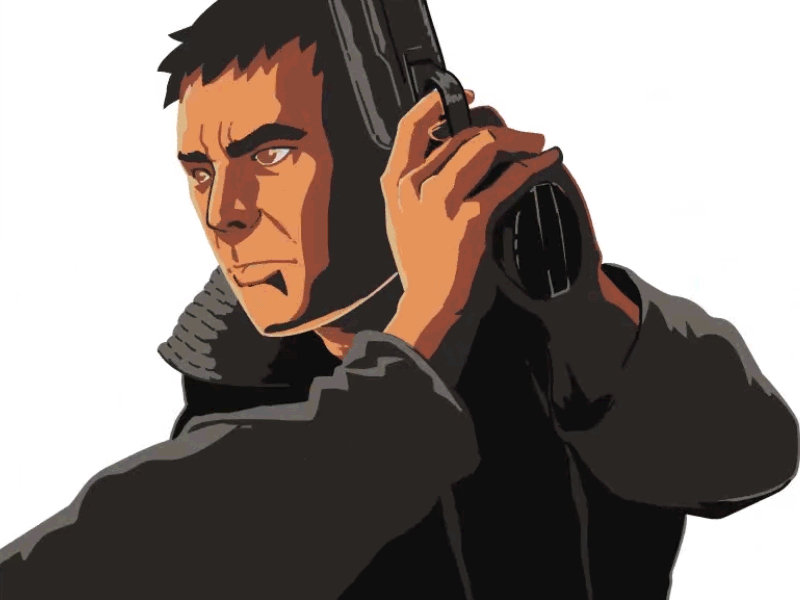 Blade Runner frame by frame 2danimation aftereffects animate cc augmented reality blade runner character animation cover deckard frame by frame frame by frame animation gun illustration kinetic cover kinetic poster motion design shot vynil