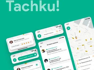 Tachku! android app flat ios minimal mobile taxi ui ux