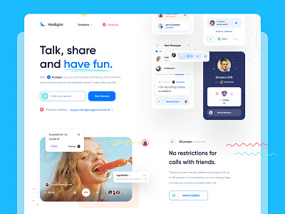 Landing Page Hooligan 🦇 app blue design interface landing landing page minimal mobile mobile app ui user experience user interface ux web web design webdesign website