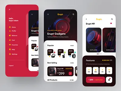 Headphone Gadget App app design design minimal popular top trend trendy ui ux