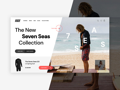 Hero Landing clean design ecommerce fresh hero landing modern shop surf web wetsuit