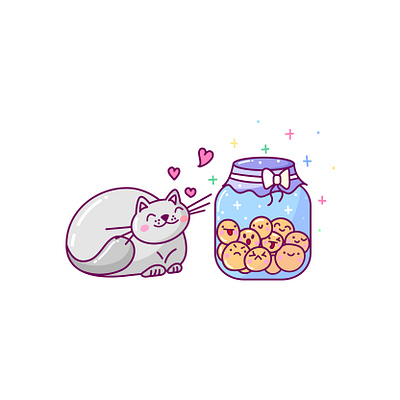 Cookies adobe illustrator animal illustration cartoon cartoon character cartoon illustration cat cute illustration cuteart cutecat flat food illustration kawaii kawaii art pastel art pastel colors vector illustration