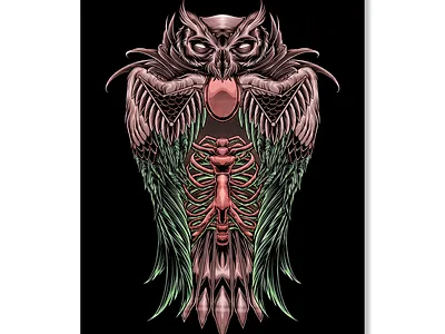 skulled owl art artwork design drawing graphic art illustration illustrator owl owl illustration owl tatto skull art skull logo skulls