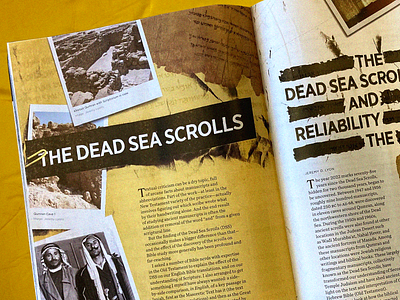 Dead Sea Scrolls interior bible dead sea scrolls discovery graphic design interior layout magazine spread type