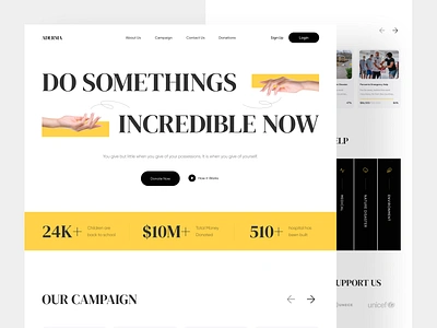 Aderma - Donation Landing Page analytics charity charity fund child clean community donate donation donation landing page donation web fundraising landing page landingpage support ui uidesign uiux web web design website