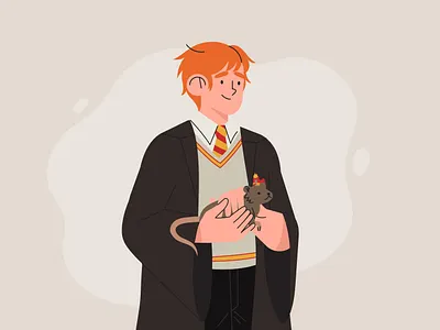 Vectober. Rodent. Day 6. adobe illustrator art fanart harrypotter illustration ron weasley vectober vectober2020 vector