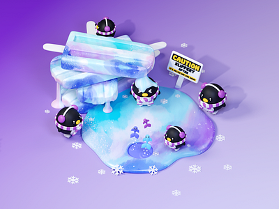 Ice Skating 3d 3d artist 3d ilustration colors cute animal cute art design food food illustration ice ice cream illustraion penguins summer winter