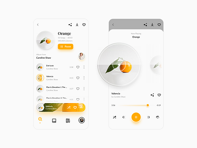 Album & Song - Classica - #DesignFlows android app classical flat icons interface ios music music app ui ux yellow