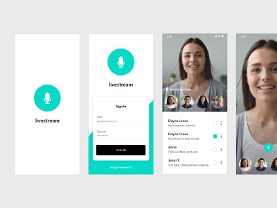 Broadcast App app design broadcast colors flat icon live livestream mobile app ui ux