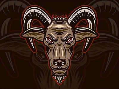 Goat head colored illustration animal apparel design art cartoon colorful design goat graphic graphic design head horned illustraion inking livestock logo logotype mammal t shirt vector wildlife