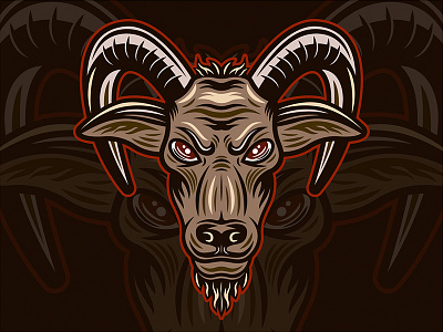 Goat head colored illustration animal apparel design art cartoon colorful design goat graphic graphic design head horned illustraion inking livestock logo logotype mammal t shirt vector wildlife