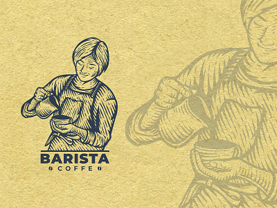 Barista Caffe barista brand brand identity branding coffe coffelogo design graphicdesign icon illustration logo logovintage mascot