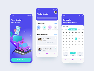 scheduling application app design digital flat health illustration minimal minimalist mobile ui uidesign web wellness