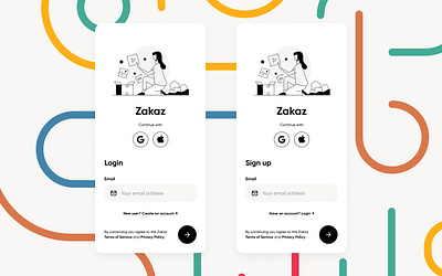 Zakaz Welcome Screens dailyui mobile signup