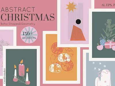 Abstract Vintage Christmas. Boho abstract abstract art abstract design abstract logo abstraction boho christmas christmas card christmas flyer christmas party christmas tree geometry geometry animation geometry geometric hand paint hand painted shapes vector vintage xmas