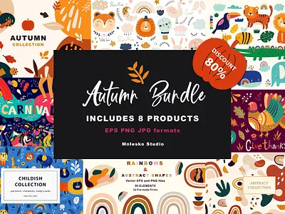 AUTUMN ABSTRACT BUNDLE abstract autumn background bundle clipart concept design design project elements flowers graphic graphic design graphics graphics collection illustration illustrations project projects texture vector