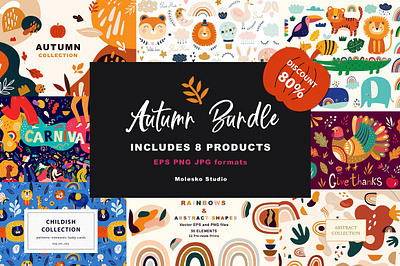 AUTUMN ABSTRACT BUNDLE abstract autumn background bundle clipart concept design design project elements flowers graphic graphic design graphics graphics collection illustration illustrations project projects texture vector