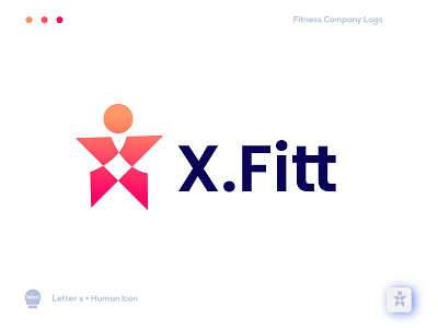 X. fitt body brand identity creative fitness gym health logo design logomark modern wellness