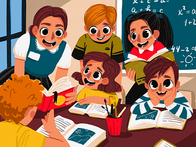 Schoolchildren Joy Illustration character children classroom design design studio digital art digital illustration digital painting education funny illustration graphic design illustration illustration art illustrations illustrator kids lesson procreate reading school