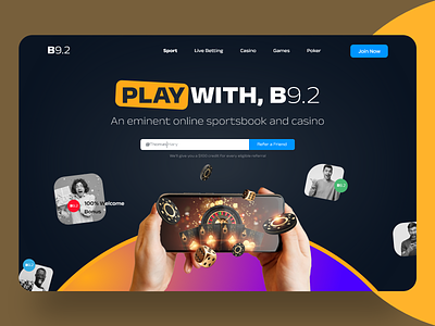 Online Casino Platform bet betting app betting platform casino crypto bets crypto betting platform gambling interface landing landing page poker roulette slot machine slots sportsbook sportscore ui ui design web design web page