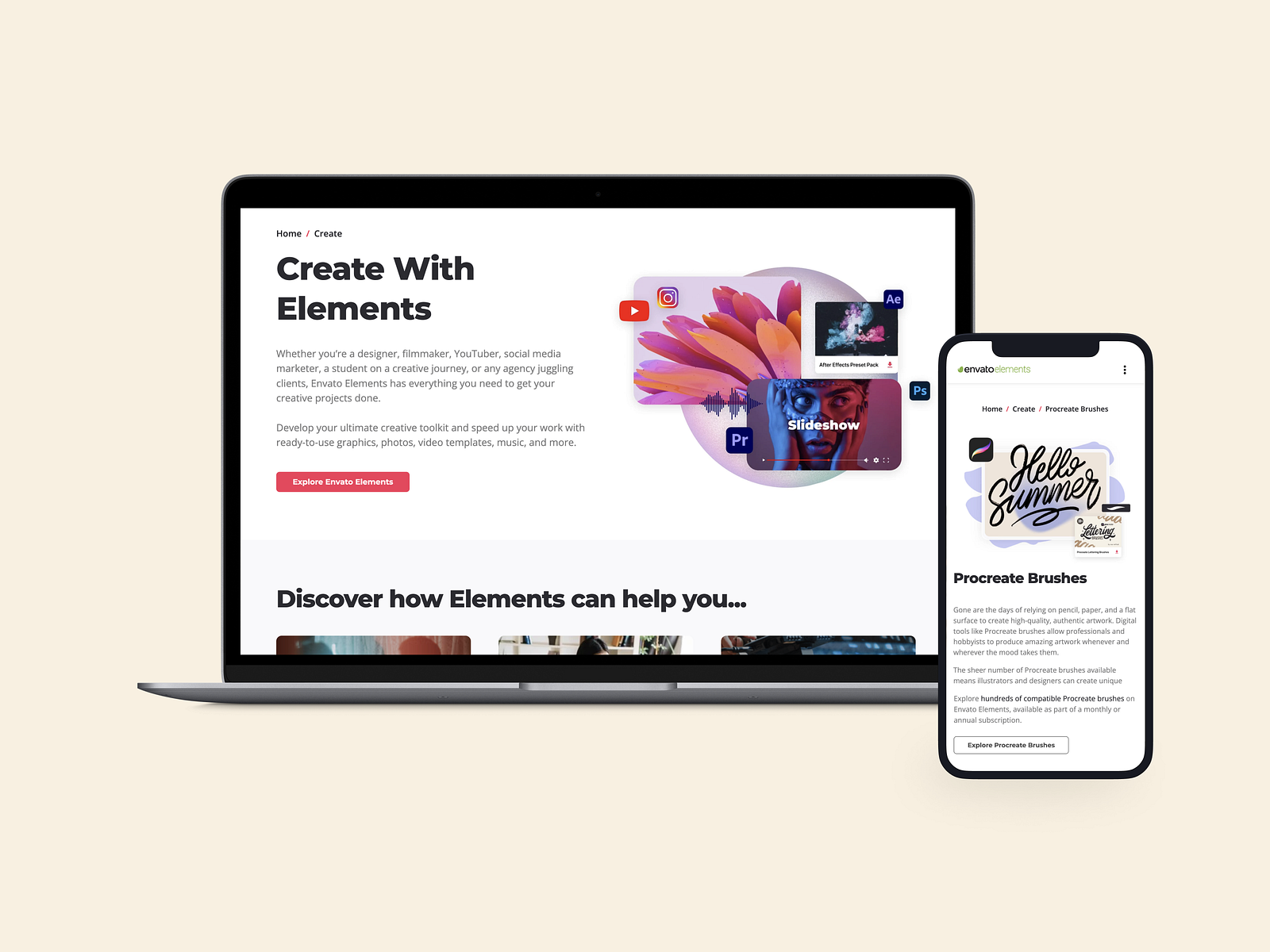 Envato Elements Create Hub by Taylor Conacher on Dribbble