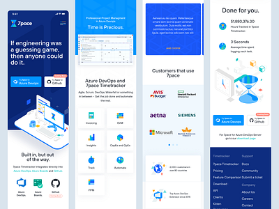 7pace mobile app branding design homepage logo mobile time tracking ui unfold web website