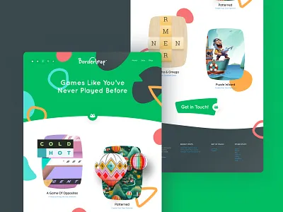 Borderleap web concept borderleap branding creative design fresh design gaming green illustrations landing page layout puzzle game ui ux unfold web design