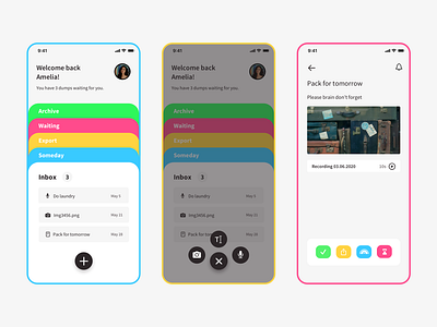 Braindump - Gather your thoughts brain braindump brainstorm brainstorming card cards colorful note note app note cards notes notes app ui ui design uiux