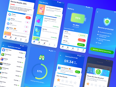 Phone cleaning app redisign app logo ui ux