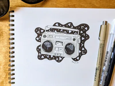 Inktober Day 4: Radio art drawing hand drawn illustration ink