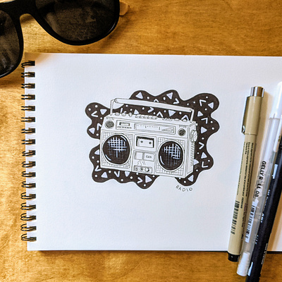 Inktober Day 4: Radio art drawing hand drawn illustration ink