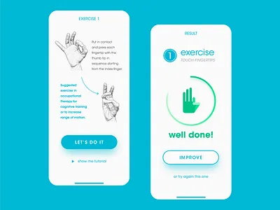 Hand Exercises App - #DailyUI app blue design flat green interface ios ui