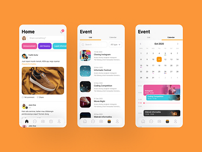 College Social Media App 1 - Design Exploration alumni clean college exploration mobile school socialmedia ui ux