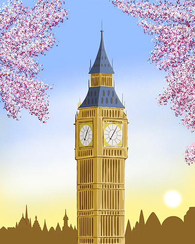 Big Ben in spring art artwork big ben britain british design illustration illustrator london web