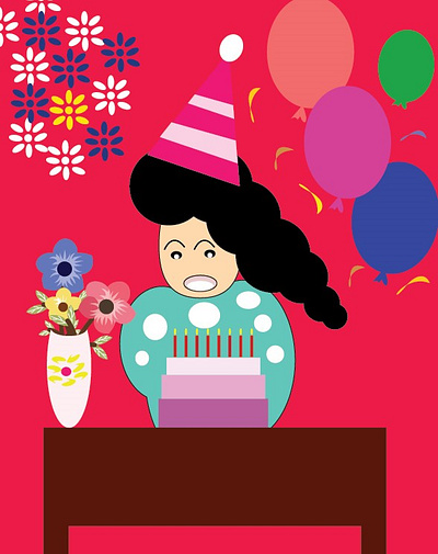 Birthday girl adobe girl happy birthday illustraion illustration art illustrator vector