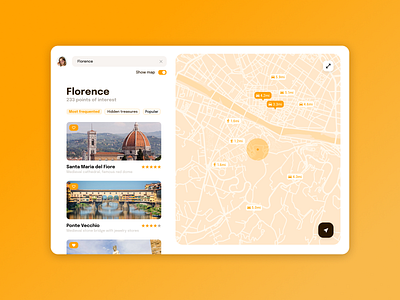 DAILY UI 029 - MAP app app design clean ui daily ui daily ui challenge dailyui design ipad app map maps monochrome orange points of interest tablet travel travel app ui ui design ui ux