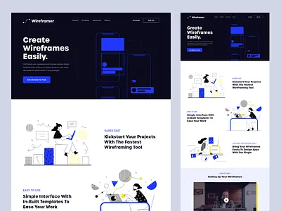 Wireframing Tool Landing Page design graphic design illustration typography ui vector
